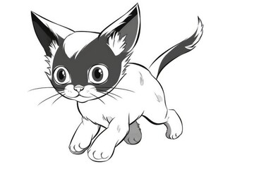 Naklejka premium Coloring page outline of cartoon cute little puppy dog. illustration coloring book for kids. Generative AI