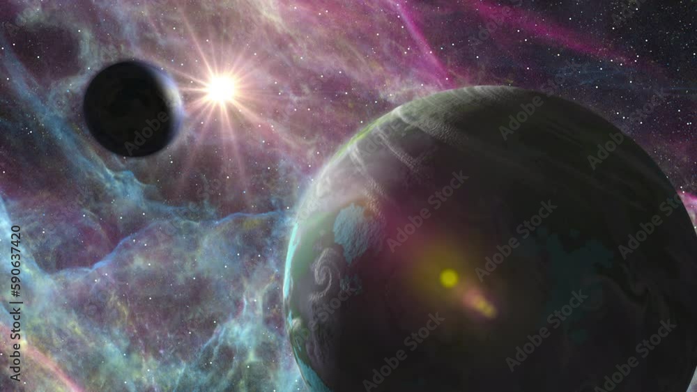 Wall mural alien planet 1005: alien worlds in deep space.