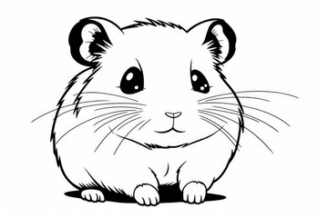 Coloring page outline of cartoon cute little hamster. illustration coloring book for kids. Generative AI