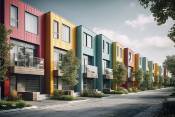 Naklejka premium town houses in colorful style created with Generative AI technology