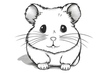 Coloring page outline of cartoon cute little hamster. illustration coloring book for kids. Generative AI