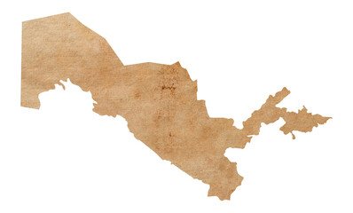 map of Uzbekistan on old brown grunge paper