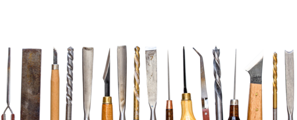 set of craft tools isolated on white background	
