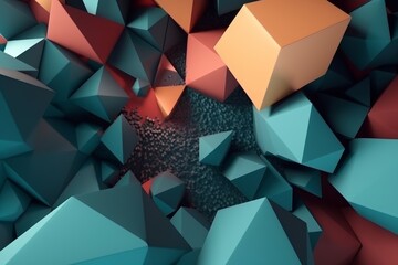 Vibrant 3D Geometric Abstract Background, Generative AI