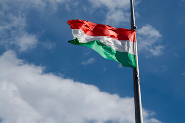 The Hungarian national flag in the centre of Budapest