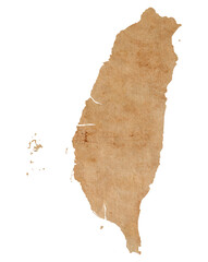 map of Taiwan on old brown grunge paper