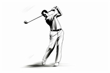 Golf player silhouette. Generative AI.
