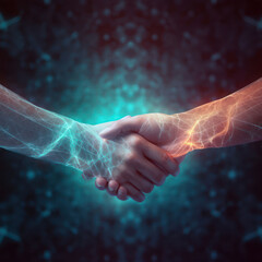 Fototapeta na wymiar A handshake and energy exchange, AI Generative