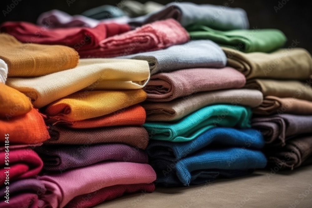 Poster neat stack of folded towels on a table. generative ai