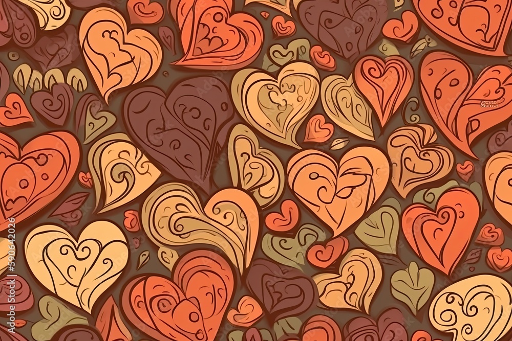 Poster heart-shaped objects forming a heart pattern. generative ai