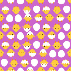Chicken cartoon cute pattern seamless. Little chicken background. Baby fabric texture