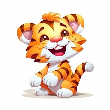 Adorable and Amusing Cartoon Tiger Character on White Background, Generative AI