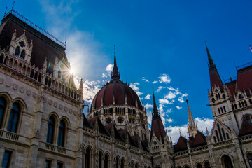 Fototapeta premium The building of Hungarian Parliament on a sunny day of March
