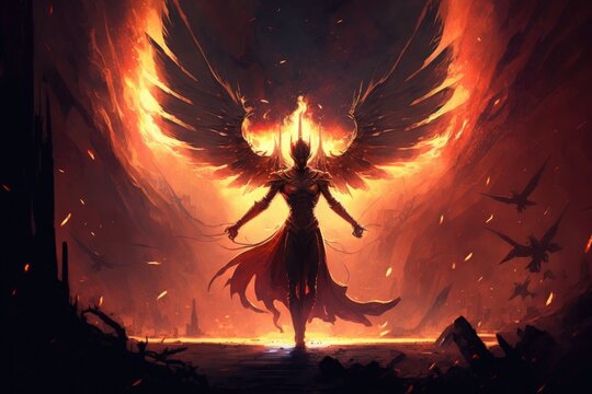 summoning the phoenix from hell in digital art. Generative AI