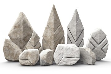 multiple stone sculptures arranged in a group. Generative AI