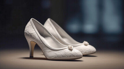Women's white shoes close-up. Al generated illustration