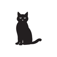  A nice sitting cat silhouette vector art.