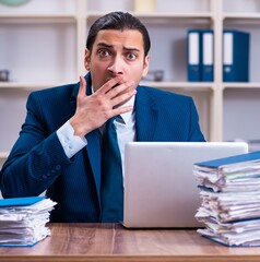 Naklejka premium Young handsome businessman working in the office