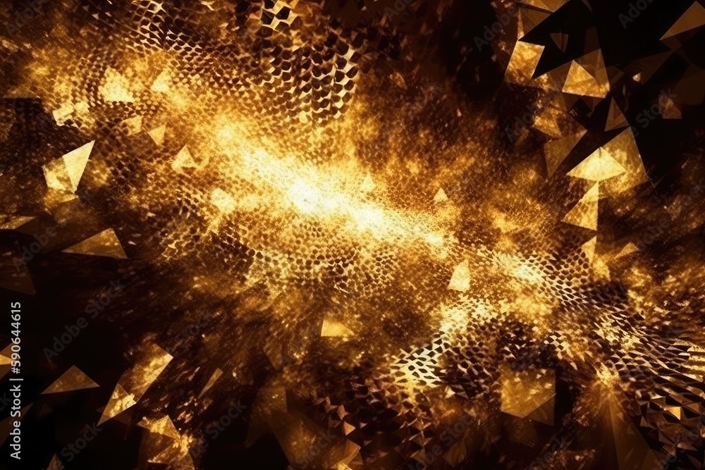 Poster an abstract gold and black background with a metallic texture. generative ai