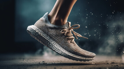 Close-up of sneakers on the street. Al generated