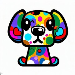 Multicolor, cute dog, big eyes, background, multiform