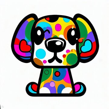 Multicolor, cute dog, big eyes, background, multiform