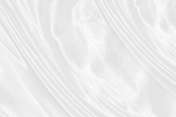 Obraz premium white silk textured cloth background,Closeup of rippled satin fabric with soft waves.