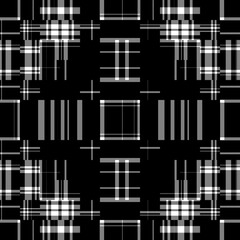 Black and white modern linear pattern. Seamless monochrome broken textile design for retro wallpaper. 
