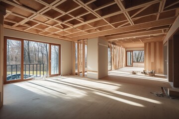 Obraz premium This image showcases a modern and luxurious prefabricated house in the process of being built Generative AI