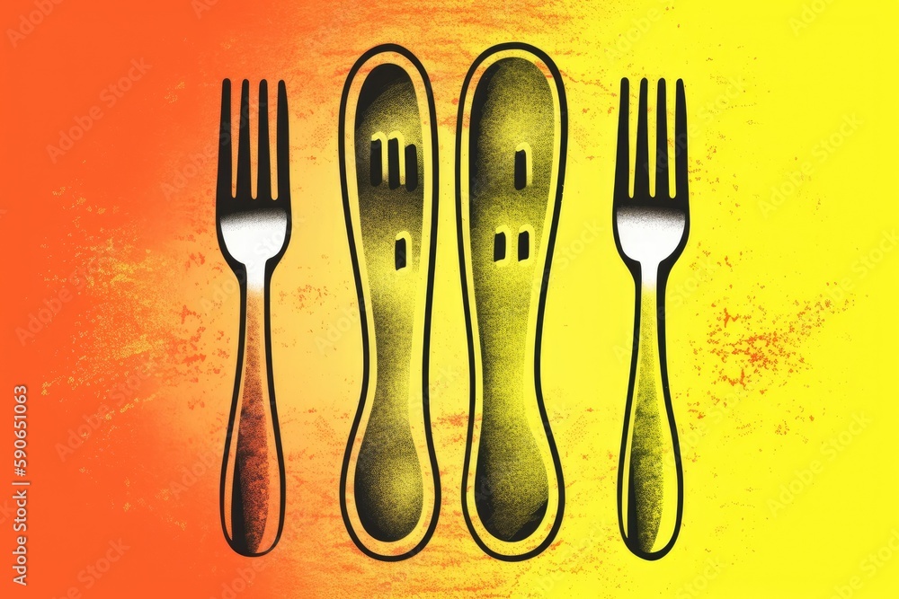Poster set of silverware utensils arranged neatly on a table. generative ai