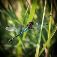 dragonfly on a piece of grass, Generate Ai