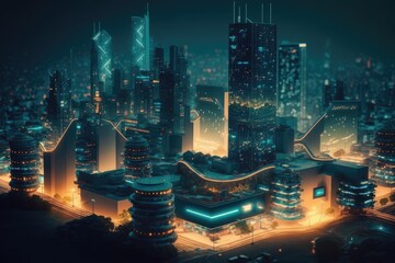 Conceptual Ai Generated Image - City Boinc. Generative AI