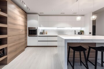 Fototapeta na wymiar Residential interior of modern kitchen in luxury mansion Generative AI