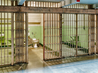 Illuminated Prison Cell At Alcatraz