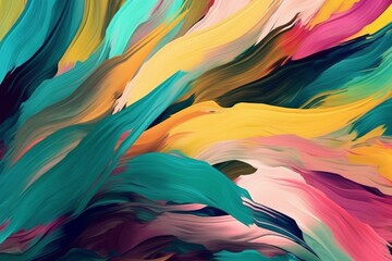 Vibrant Brushstrokes: Colorful Abstract Painted Background, Generative AI
