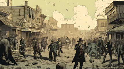 Riding into the Night: An Illustrated Journey to the Old West Town - AI Art