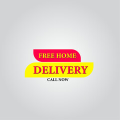 Free home delivery banner promotion template vector with red and yellow label 