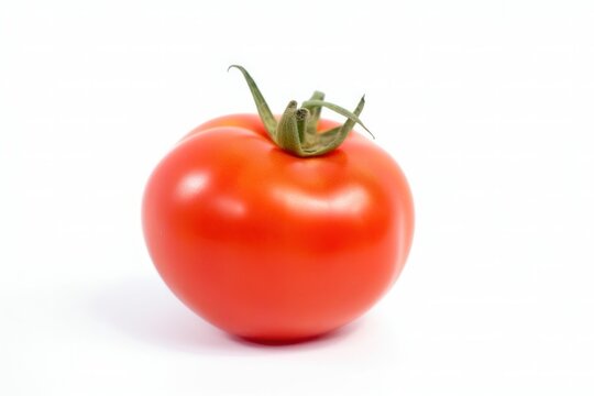 Vibrant Red Tomato Isolated on a Pristine White Background - Generative Ai