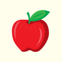 red apple vector icon design ripe apple with green leaf vector illustration