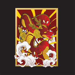 dragon illustration design for sukajan is mean japan traditional cloth or t-shirt