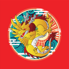 dragon illustration design for sukajan is mean japan traditional cloth or t-shirt