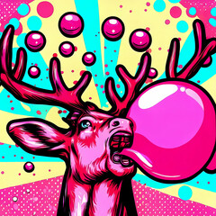 Deer and chewing gum. Generative AI.