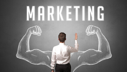 Rear view of a businessman, powerfull business concept