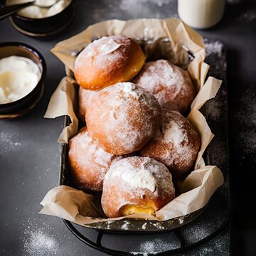  Malasadas with dust sprinkled on them, generative ai