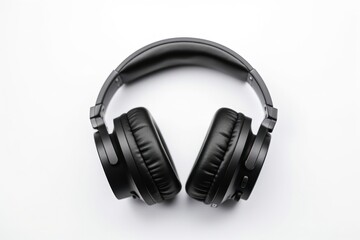 High-Quality Black Headphones Perfectly Isolated on a Pristine White Background - Generative Ai
