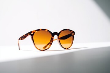 Stylish Leopard Pattern Sunglasses Displayed on Pristine White Background - Generative Ai