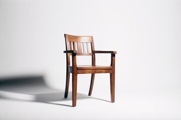 Fototapeta na wymiar Minimalist Brown Chair Design Elegantly Positioned Against a Pure White Background - Generative Ai