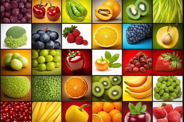 the history of healthy food. a variety of fruits, berries, and vegetables. Generative AI