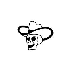 vector illustration of a skull in a cowboy hat