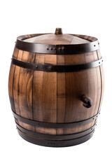 Fototapeta premium wooden barrel isolated on transparent background, generative ai